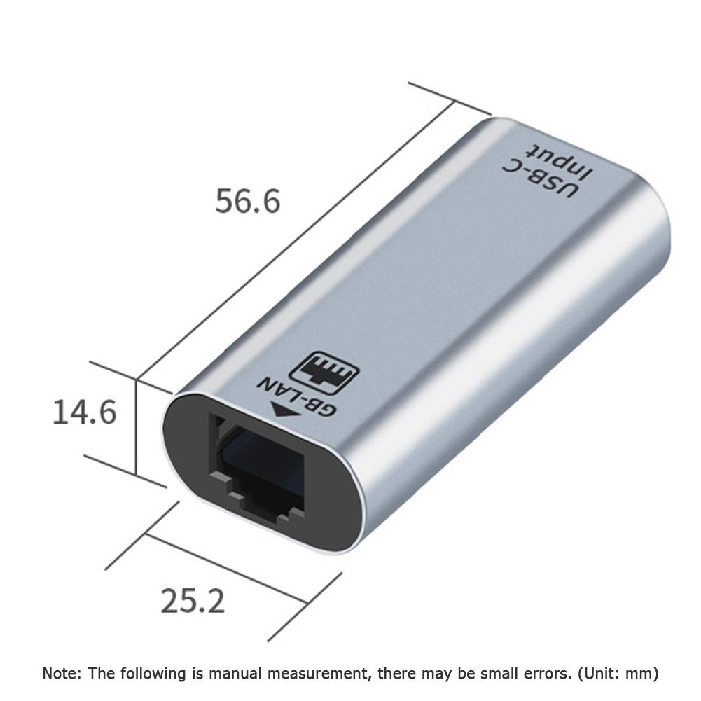 Convenient Simple Operation USB C Type-C Female to RJ45 Female Ethernet Gigabit Wired LAN Network Adapter