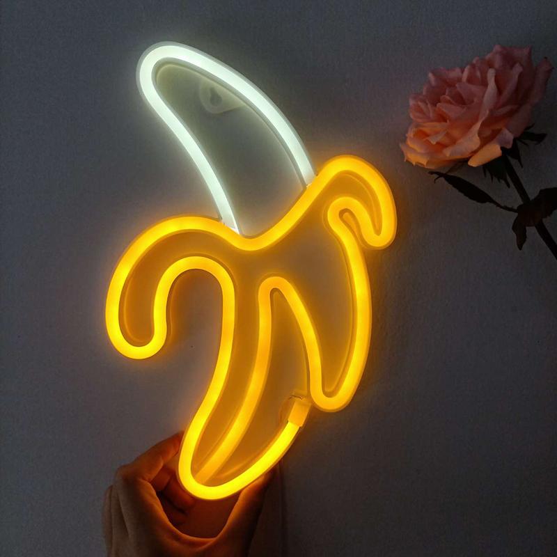 Banana Sign Neon Light Lamp For Bedroom Wall Led Lights 3D Art Neon Tape Lamp Sleeping Night Lights 5v Usb AA Battery