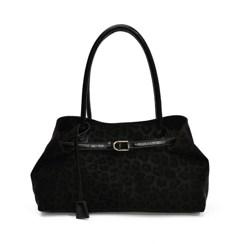 OGAR Retro Leopard Print PU Tote Shoulder Bag Medium