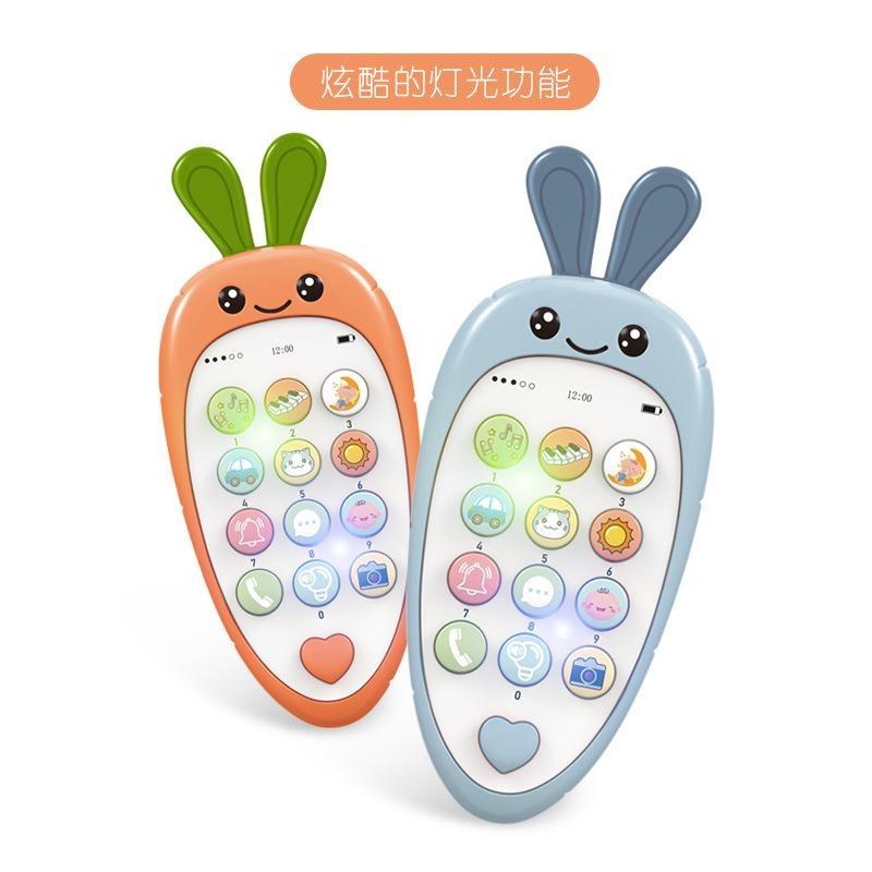 Baby Girls Boys Cartoon Radish Simulation Mobile Phone Toy Children Music Early Education Story Machine Bilingual Learning Toy