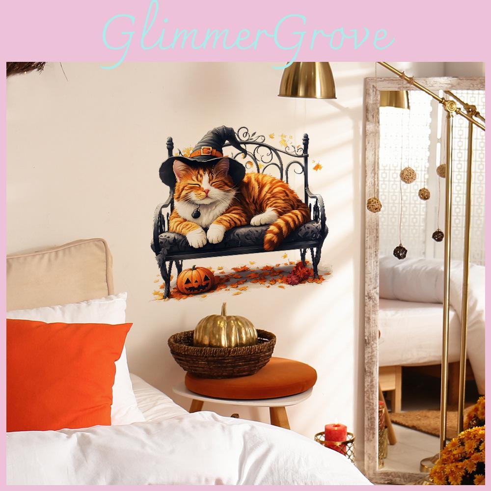 Halloween Hat Witch Cat Wall Sticker Pvc Decor For Living Room And Decor Home