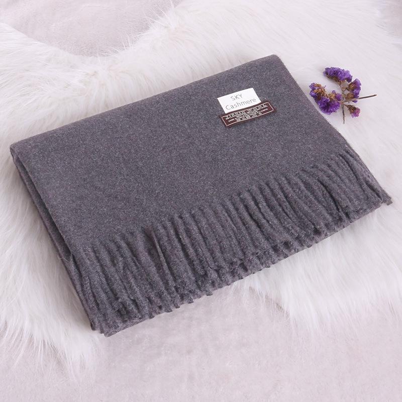 Women's Winter Solid Color Tassel Scarf - Thick Warm Korean Style Monochrome Imitation Cashmere Shawl
