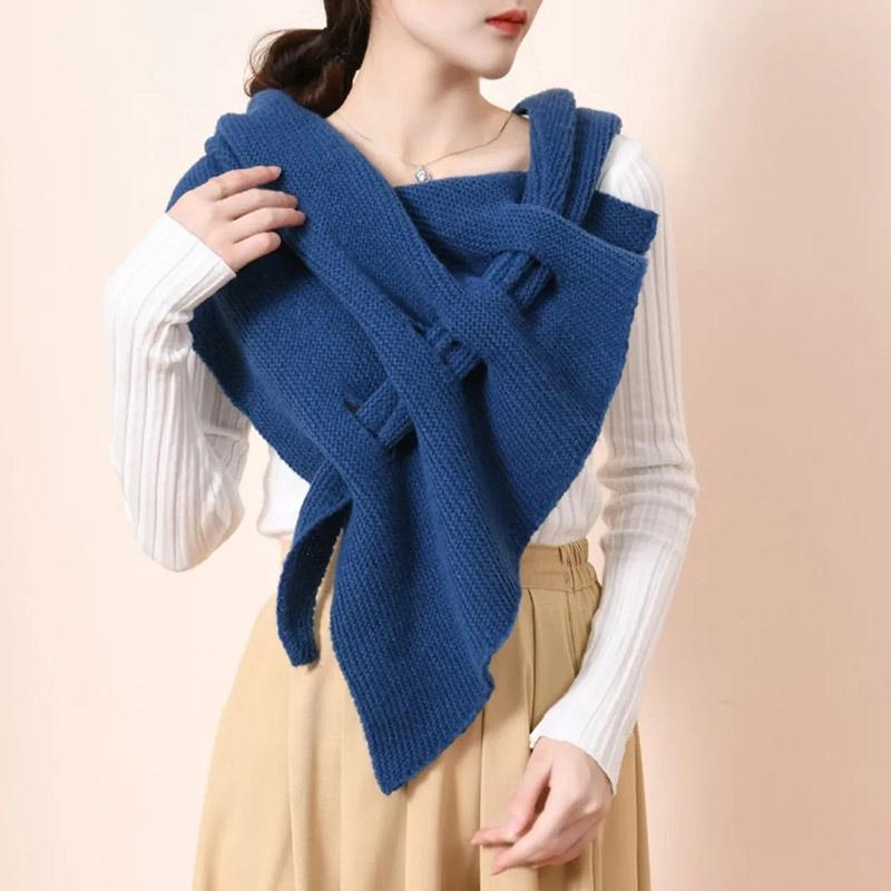 Schal Herbst und Winter Warm gestrickter Schal Typ Schal Hundert Crossover Außenschal Dreiecksabschnitt Schal Perforation