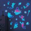 Under The Sea Glow In The Dark Wall Decals, Mermaids Seahorse Shells Luminous Sticker for Girls Room, Nursery, Bathroom, Ceiling, Wall Decor