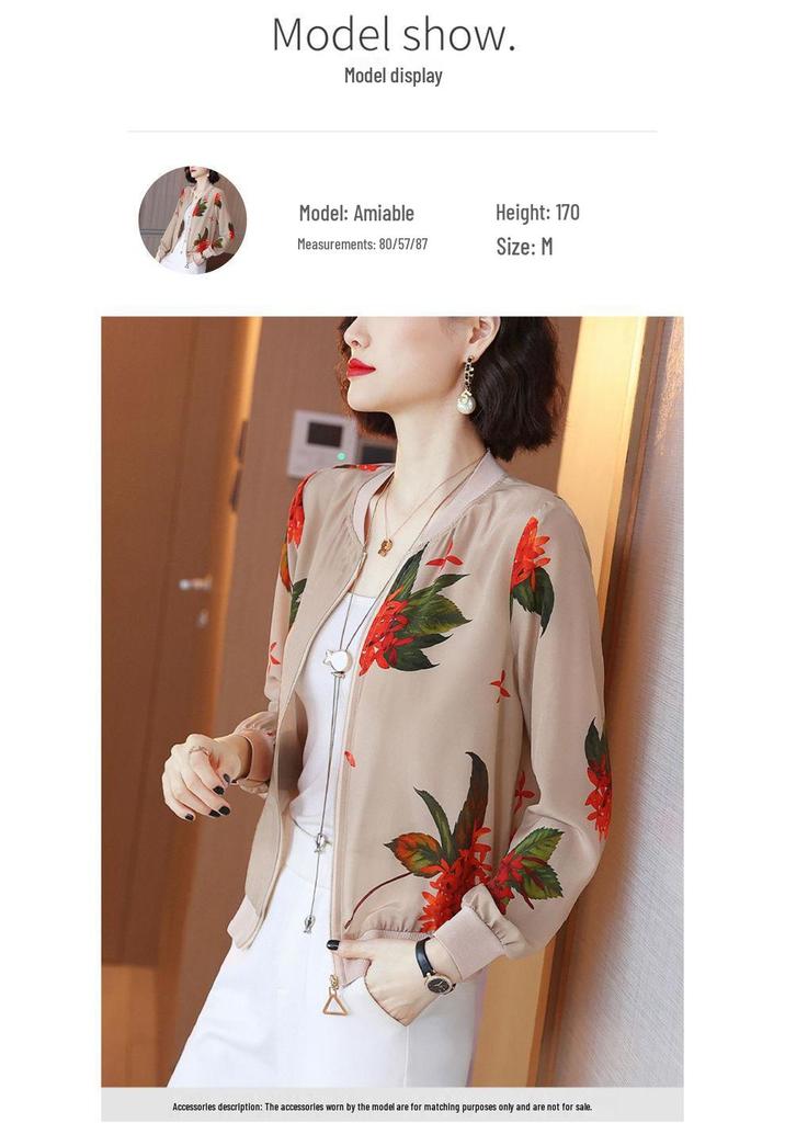 Autumn 2025 Round Neck Printed Jacket for Middle-Aged and Elderly Women - Fashionable, Stylish, Versatile Age-Reducing Outerwear