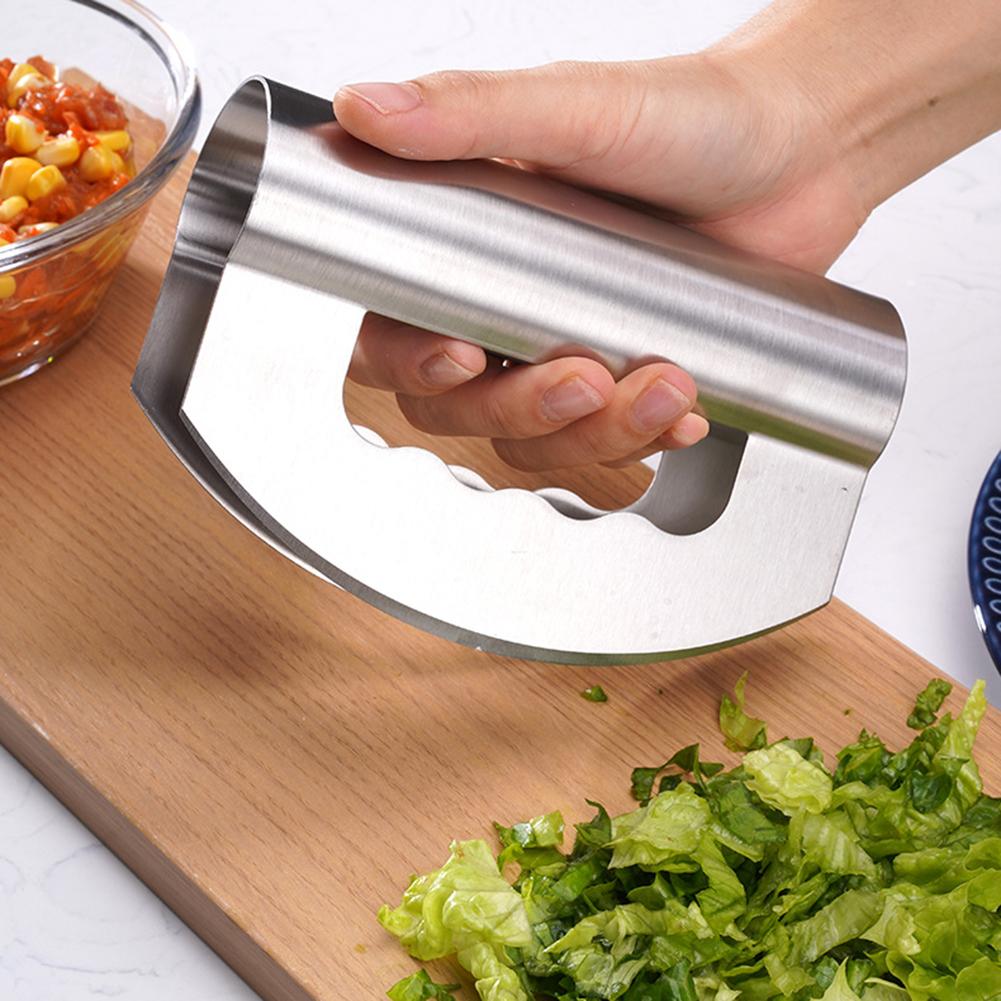 Salad Chopper With Protective Cover Stainless Steel Double-head Cut Salad Chopper For Home Kitchen