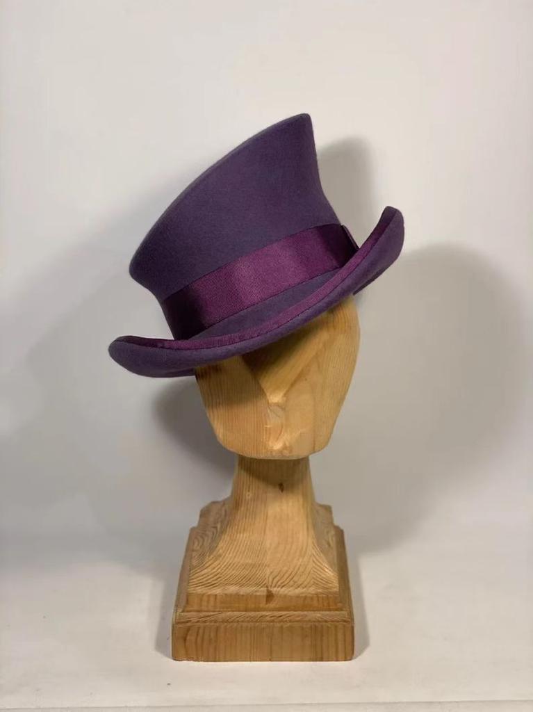 Women Men Asymmetric Top Wool Fedora Hat Magician Steampunk Cosplay Punk Party Caps Retro Fashion Ribbon Top Hat Dropshipping