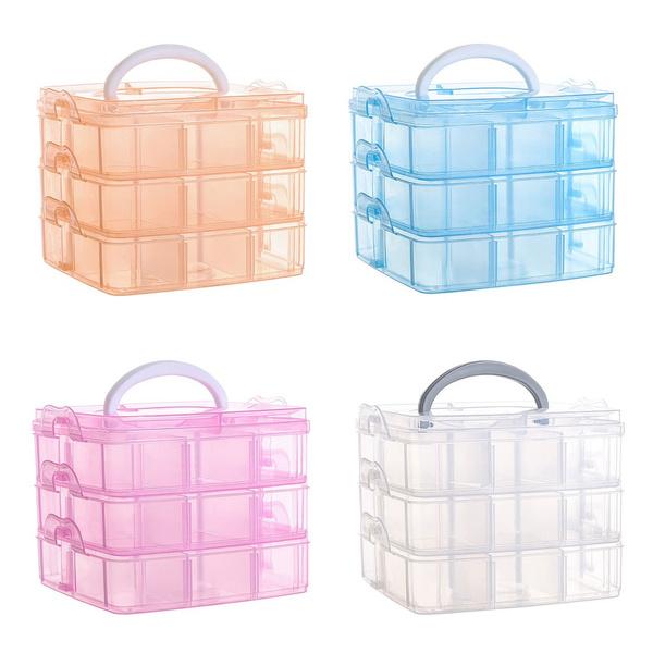 Transparenter tragbarer großer Schmuck-Organizer, abnehmbare Gitter, Schmuckaufbewahrung, Ringe, Halsketten, Box, Behälter, Fall, Display, YIY
