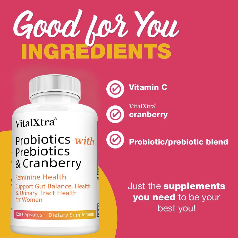 Probiotics, Prebiotics, Cranberry, 120 Capsules