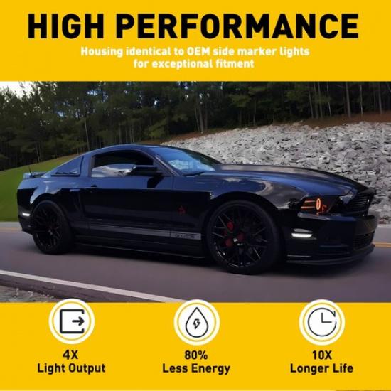 White 2/4X Red LED & Front Side Marker Rear Lights For 2010-2014 Ford Mustang GT