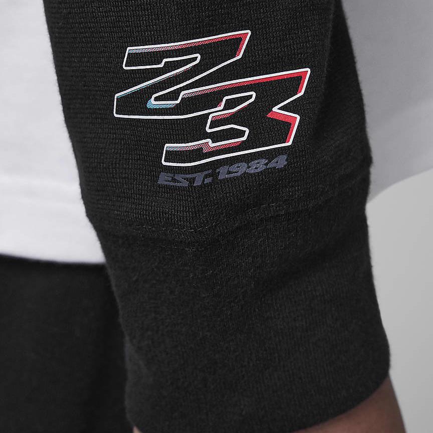 Nike Color Block Letter Print Simple Round Neck Long Sleeve T-Shirt Kids Tops White HQ7109-100