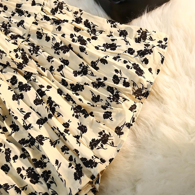 Fustă A-Line Plisată Florală pentru Femei - Retro Midi cu Talie Înaltă pentru Primăvara/Vara 2025