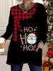 Nuovi Top da Donna Taglie Forti Autunno Inverno 2025, T-shirt Fashion a Manica Lunga Girocollo con Stampa 3D Natalizia