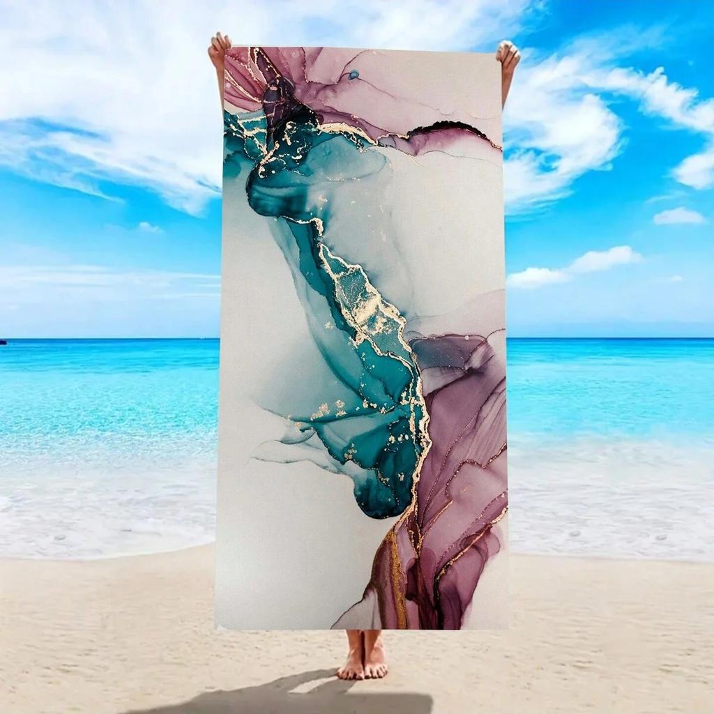 1pc Estilo Azul Patrón Mandalay Toalla de Playa, Manta de Playa de Fibra Ultrafina, Toalla de Baño Altamente Absorbente, Adecuada para el Verano