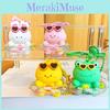 Animal Circle Swimming Cartoon Keychain Rabbit Frog Wearing Sunglasses Design