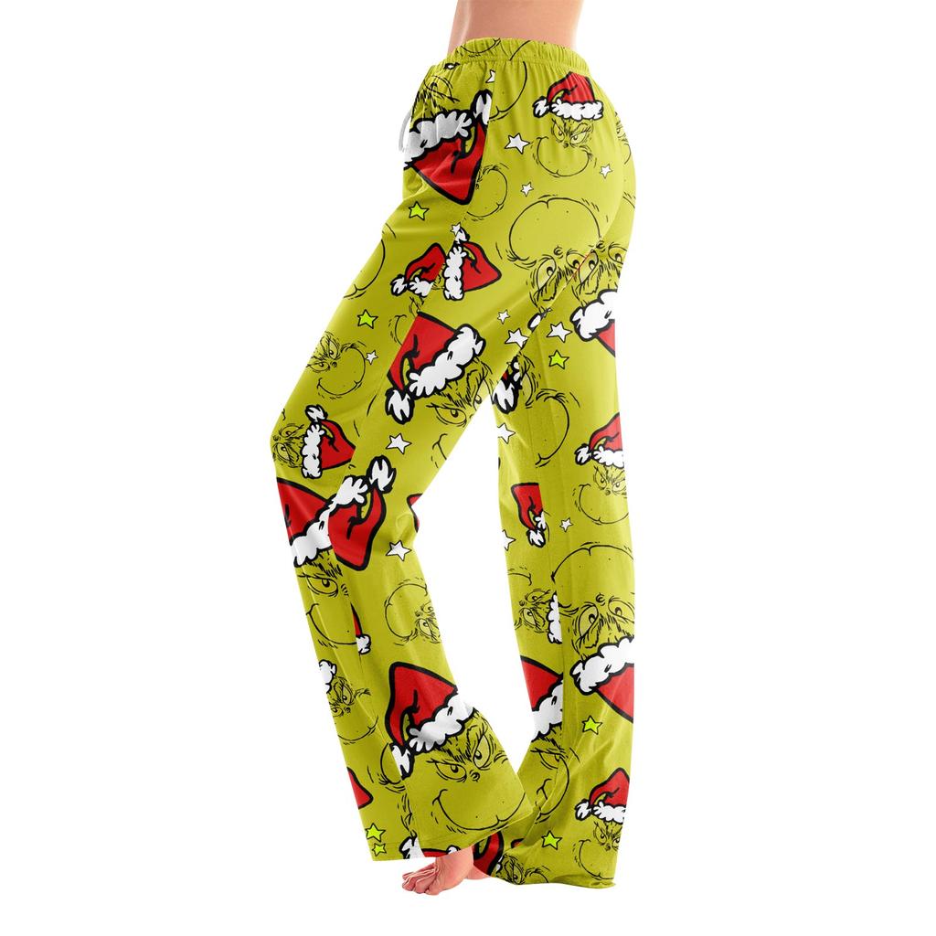 Pajama Pants Sleepwear Casual Drawstring Elastic Waist Pants Comfy Straight Yoga Loose Trousers