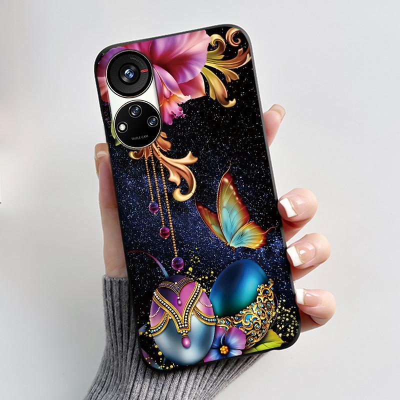 Hülle für ZTE Blade V40S / Axon 40 SE / V70 Pro Hülle Ästhetisch Niedliche Katze Astronaut Weiche Schwarze Matte Schutzhülle Rückseite