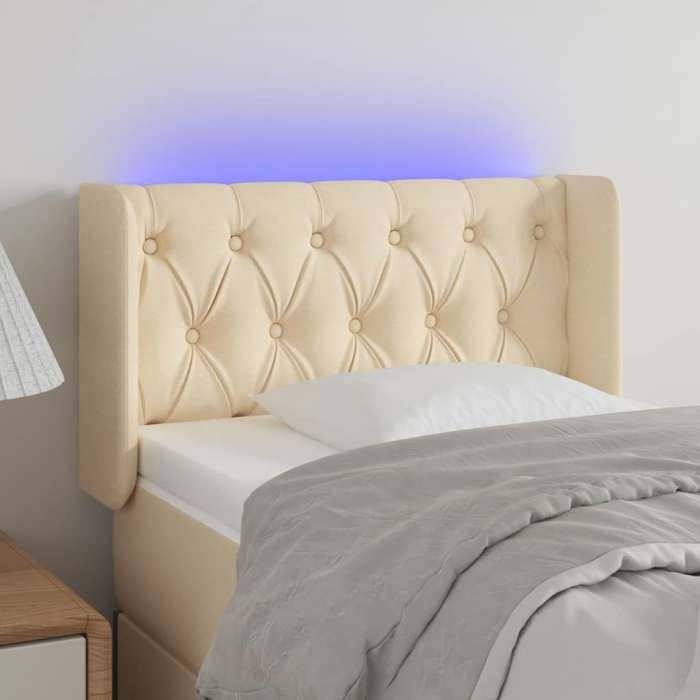 VidaXL Tête de Lit à LED Meuble de Chambre à Coucher Accessoire de Lit Simple Tête de Cadre de Lit Intérieur Crème 3123551