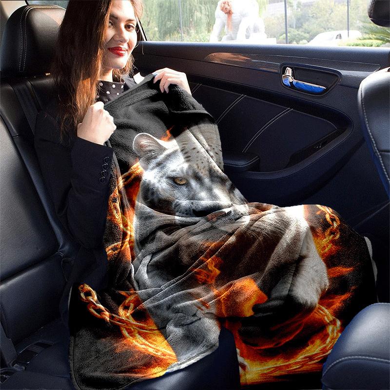 1pc Leopard Printing Lightweight Flannel Blanket, Comfortable and Warm Blanket, for Camping Sofa Bed and Couch Office, Gift