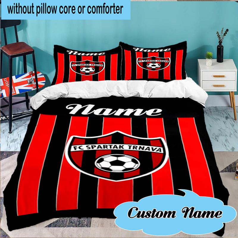 Ensemble de literie personnalisé Nom Spartak Trnava Blason de Football 3 pièces, Ensemble de literie comprenant 1 housse de couette et 2 taies d'oreiller pour chambre à coucher, Dortoir Cadeau