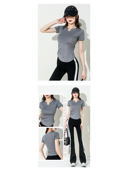 Women's Quick-Dry Slimming Yoga T-Shirt - Breathable Short Sleeve Running & Fitness Top