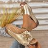 New Style Wedge Heel Thick-soled Fish-mouth One-line Shoes, Women's Shoes, Hollowed-out Beach Flip-flops