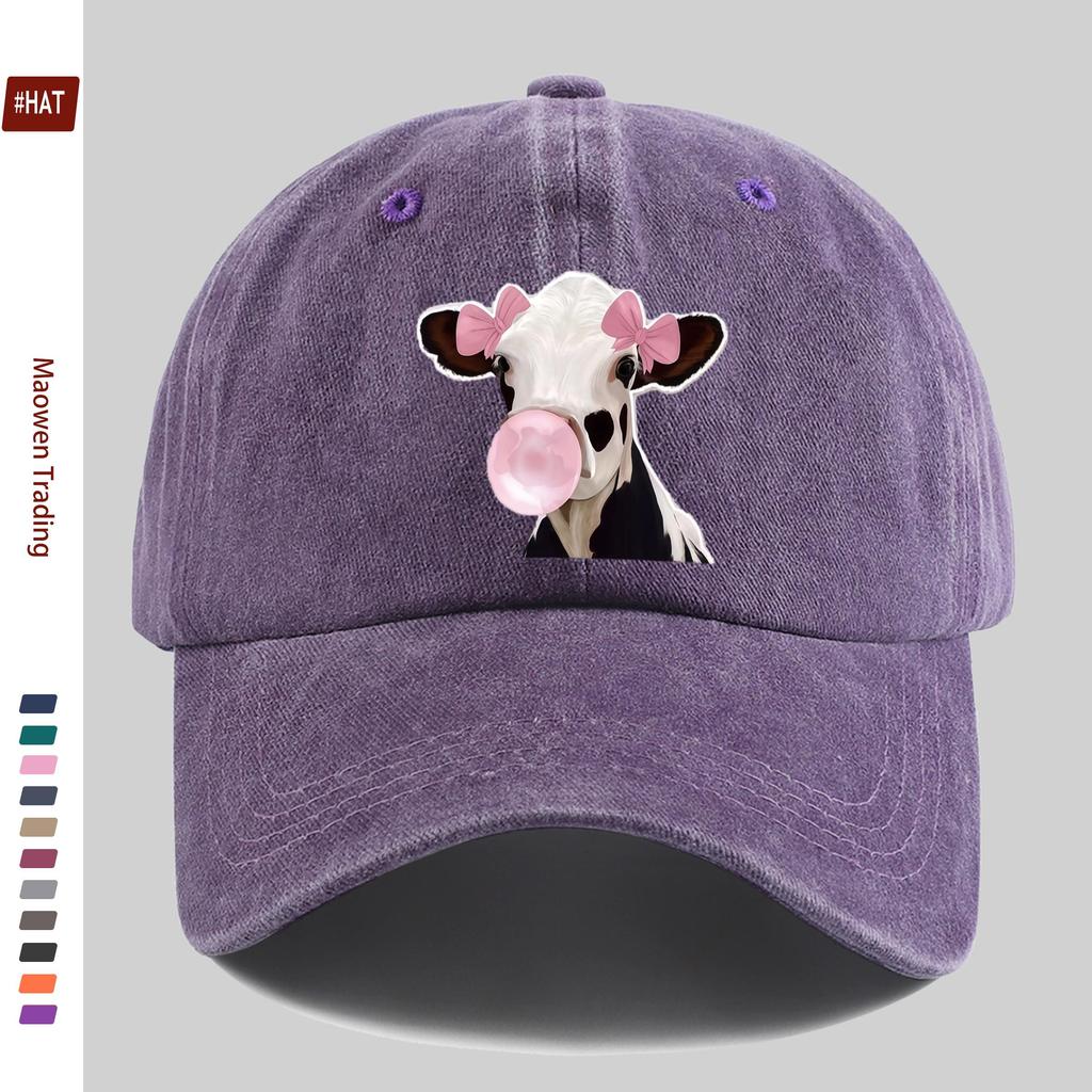 Pc Cow Bubblegum Print Baseball Cap with Stylish Cow Print Design Sun Hat Party Decoration Hat Comfortable and Lightweight Tr