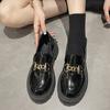 Platform thick heel small leather shoes British style new spring single shoes black