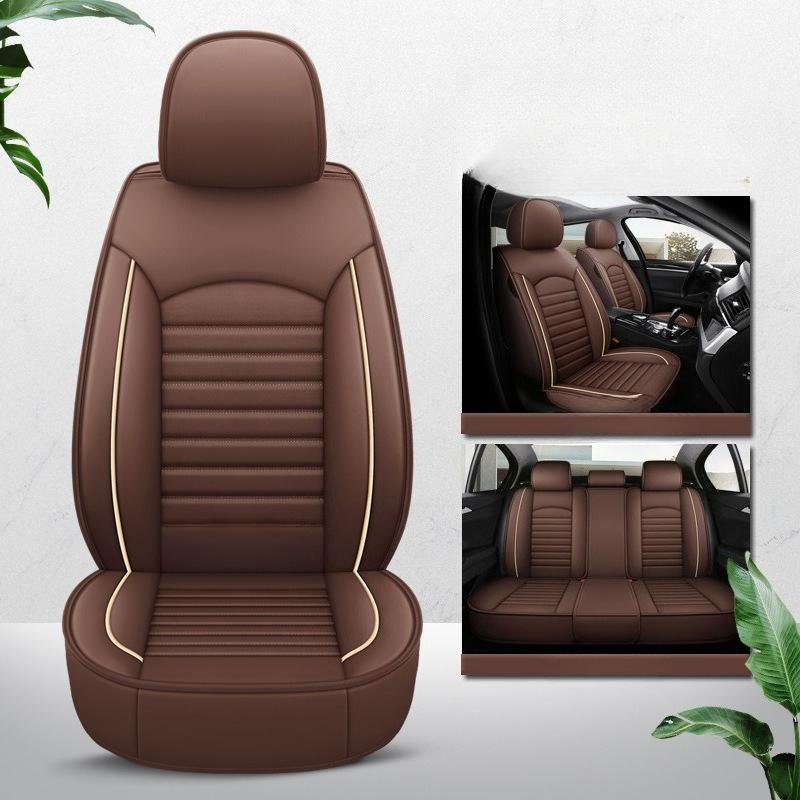 5-Seat Car Seat Covers + Headrest Pillow, Curved PU Leather, Light Luxury, Comfortable, Breathable, Simple and Stylish Car Seat Cushions