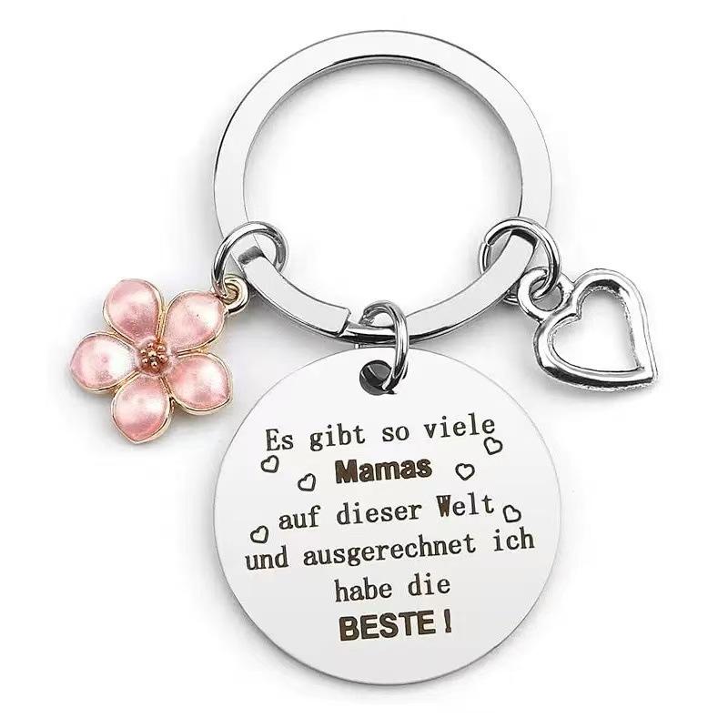 Mothers Day Gift Heart Metal Stainless Steel Keychain Birthday Christmas Grateful Gift Stainless Steel Keychain for Backpack Bag Pendant