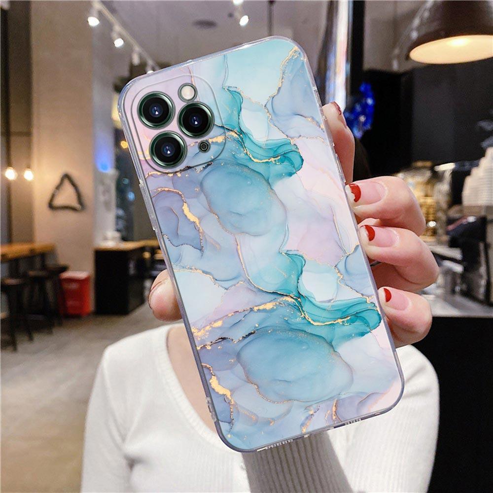 Flowing Color Marble Pattern Clear Case For iPhone 16 15 14 13 12 11 Pro Max Mini Xs XR X 7 8 Plus Cover For Iphone 16 Pro Case