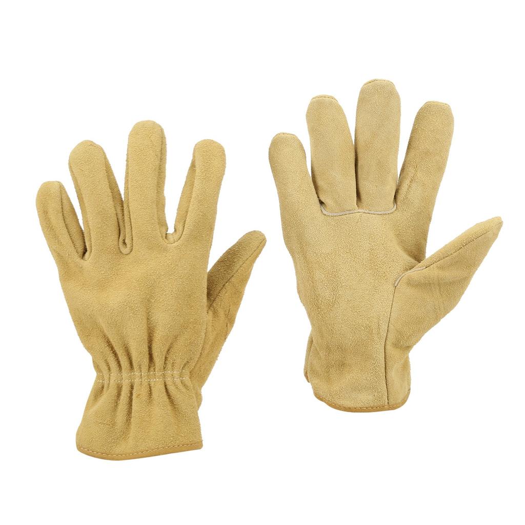 Pair Welding Gloves WearResistant Cow Split Yellow Labor Protection for Drivers Carry(XL )