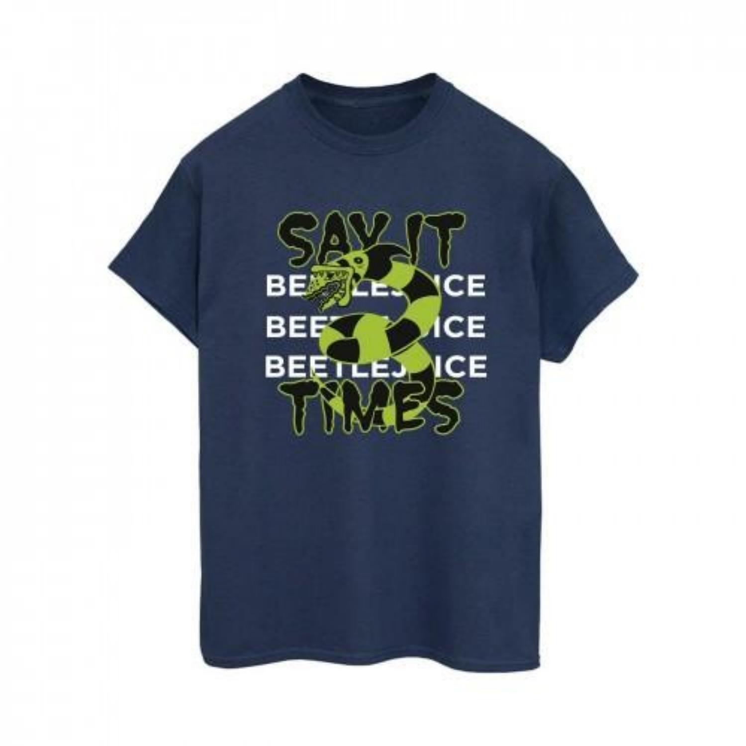 Beetlejuice Womens_Ladies Say It 3 Times Cotton Boyfriend T-Shirt S