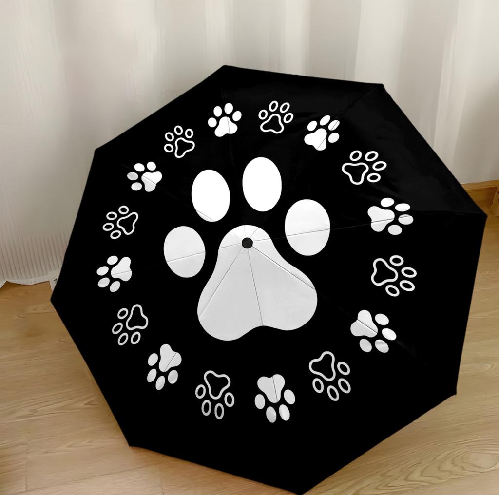 Heart And Paw Love Outdoor Automatic Umbrella Folding Umbrella with 8 Ribs Durable Plastic & Iron All-Season Travel Fashion Lovers