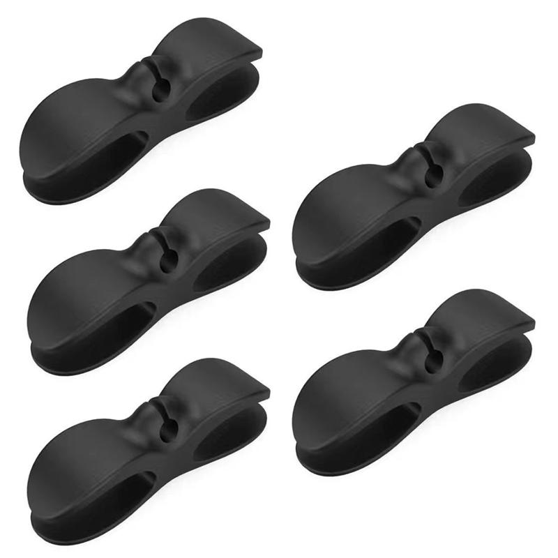 

5PCS TPE Cord Organizer Charger Cable Management Clip Holder for Home Office Black