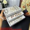 Large Capacity Walnut Wood Pattern Jewelry Box With Multiple Layers For Gift And Travel Storage