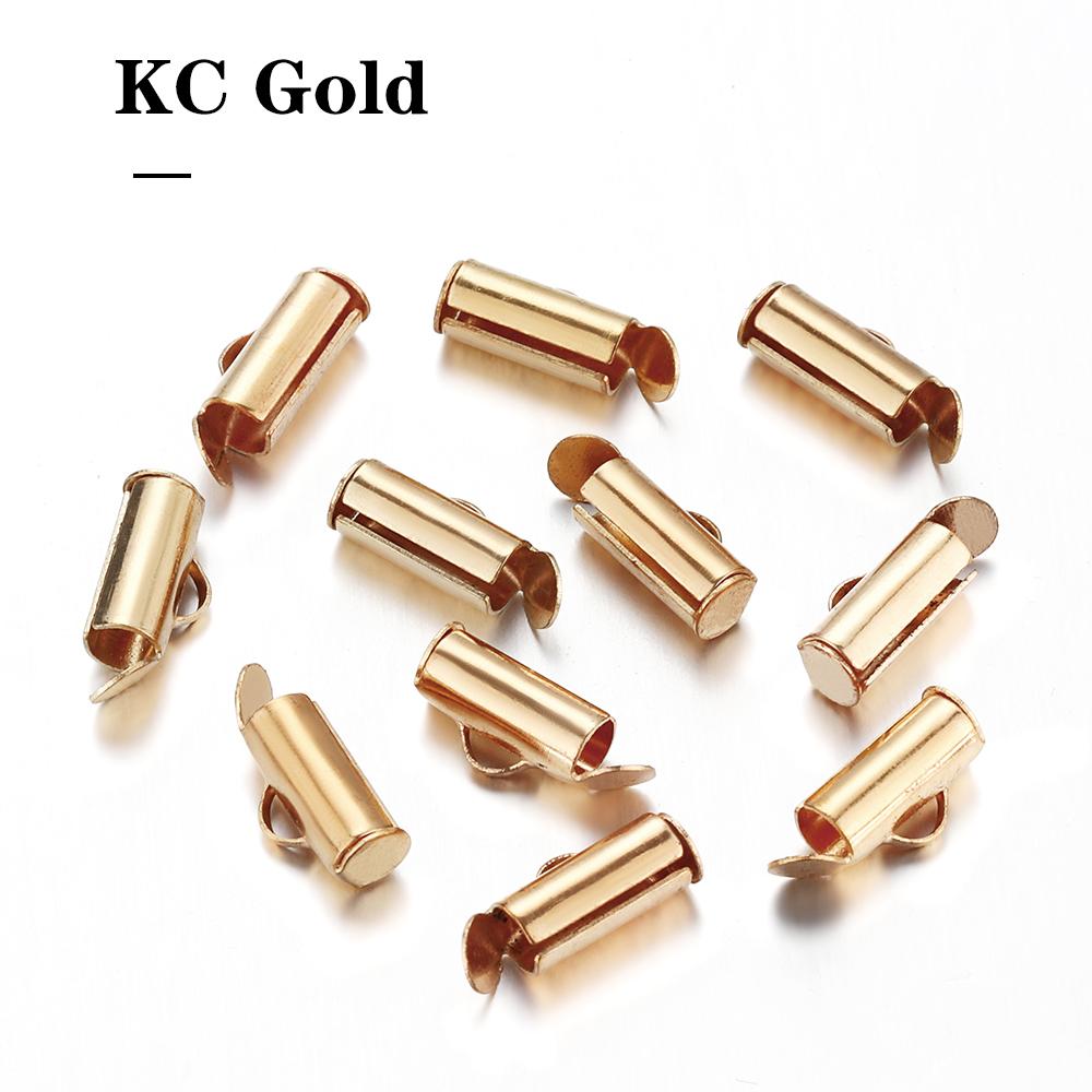 50pcs Fastener Tube Crimp End Caps Slider Clasp Bracelet Buckles for DIY Connectors Loom Jewelry Making Findings Accessories