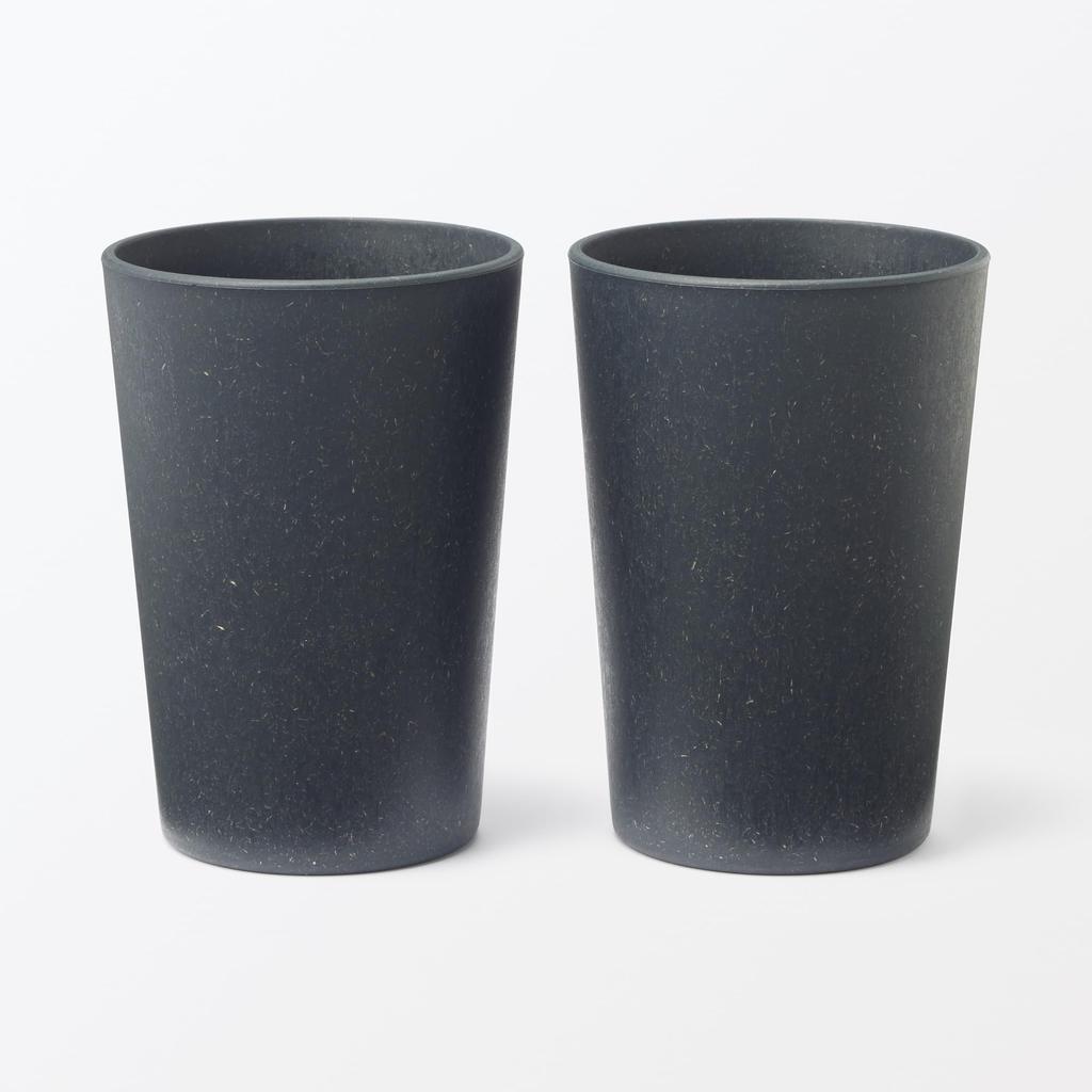 MUJI Cups Made from Palm Set of 76014225 Microwave-Safe Offcuts, 2, Black,