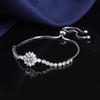 Adjustable Sunflower Bracelet Women With Cubic Zirconia 2ct Simulated Floral Design Copper Plated Jewelry