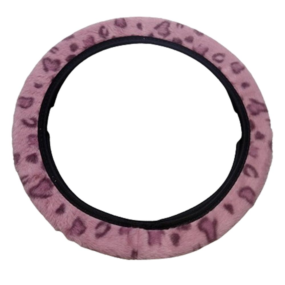 Warm&Cozy Car Steer Wheel Protector Leopard Heart Print Winter Teering Wheel Cover  Women Men