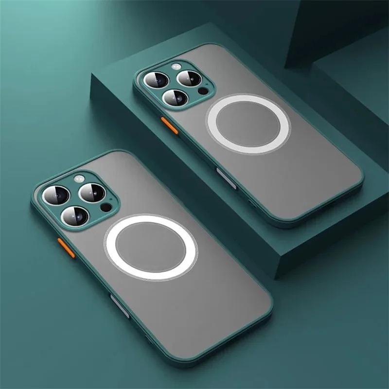Luxury Armor Matte For Magsafe Magnetic Wireless Charging Case For iPhone 17 16 15 14 13 12 11Pro Max Mini Plus Shockproof Cover