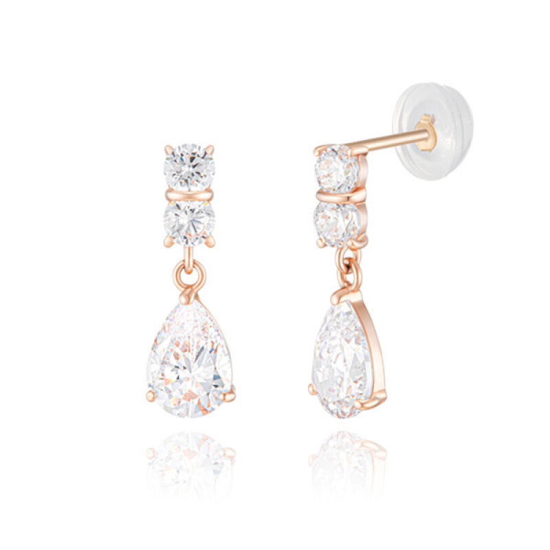 

14K Gold Waterdrop Stud Earrings BE02022 Pink Gold