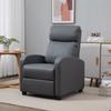 Recliner Armchair, Massage Faux Leather Push Back Reclining Chair with Adjustable Leg Rest, Side Pocket, for Home Living Room Theatre, Grey
