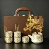 High-end Ru Kiln Gold and Silver Wrong Beam Pot Tea Set Gift Box Set Kung Fu Brewing Teapot Business Gifts for Customers