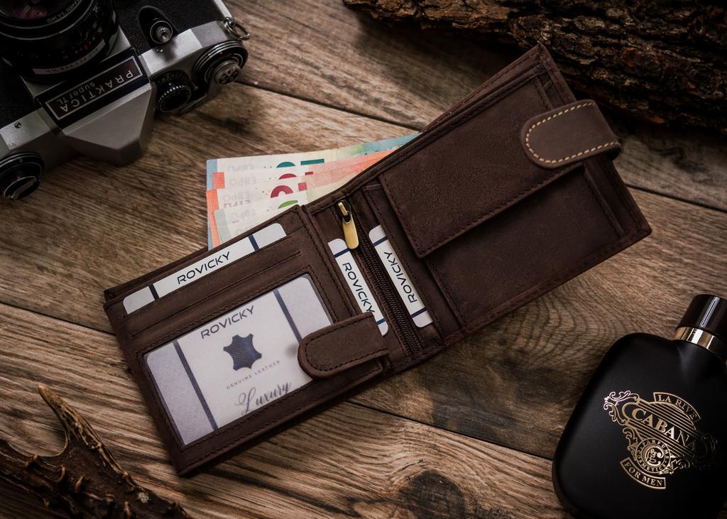 Men's leather wallet N992L-CHM-HORSE-BL BROWN