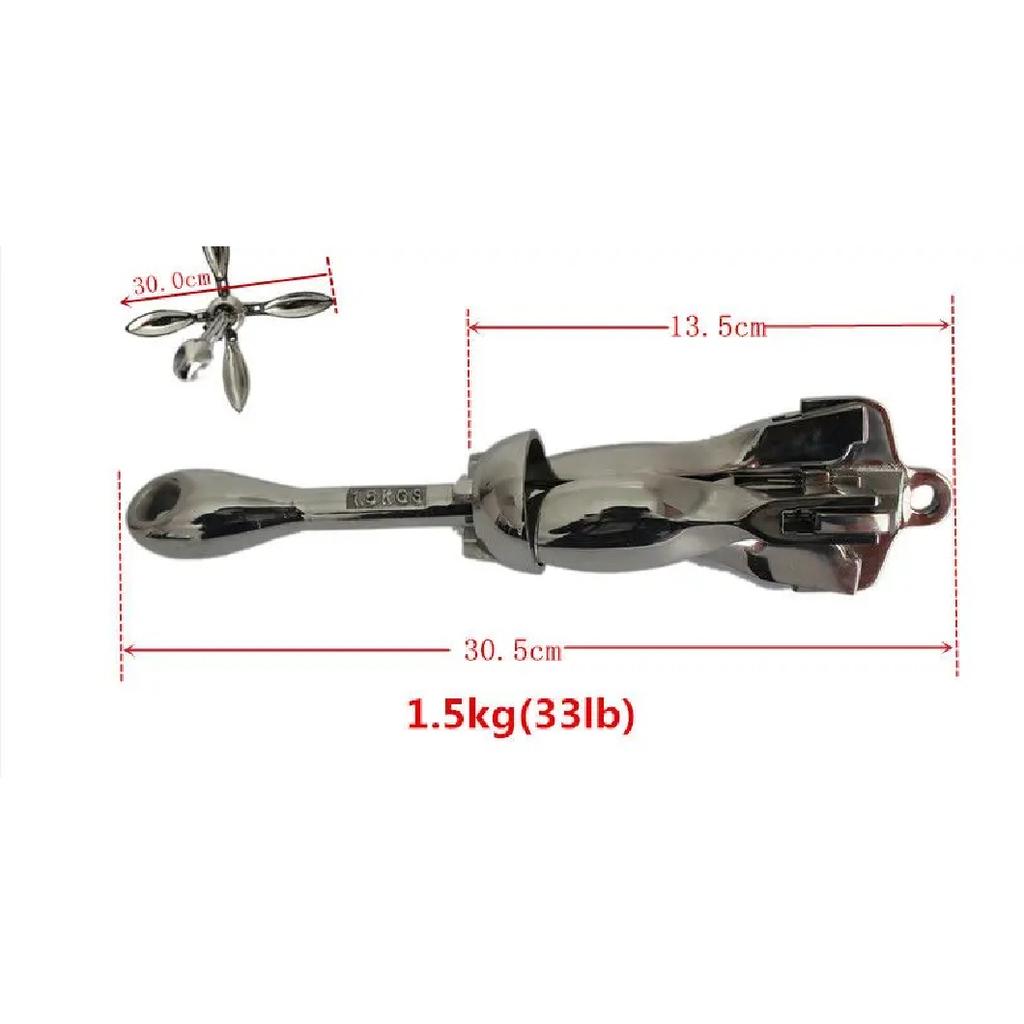 Marine Boat Yacht Accessories 1.5kg Boat Folding Grapnel Anchor 316 Stainless Steel 3.3Lb Anchor Marine Yacht