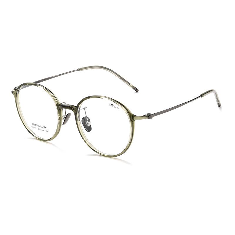 

Women Ultralight Pure Titanium Round Glasses Frame Fashion Optical Eyewear Spectacles Frames L9101Y зелений