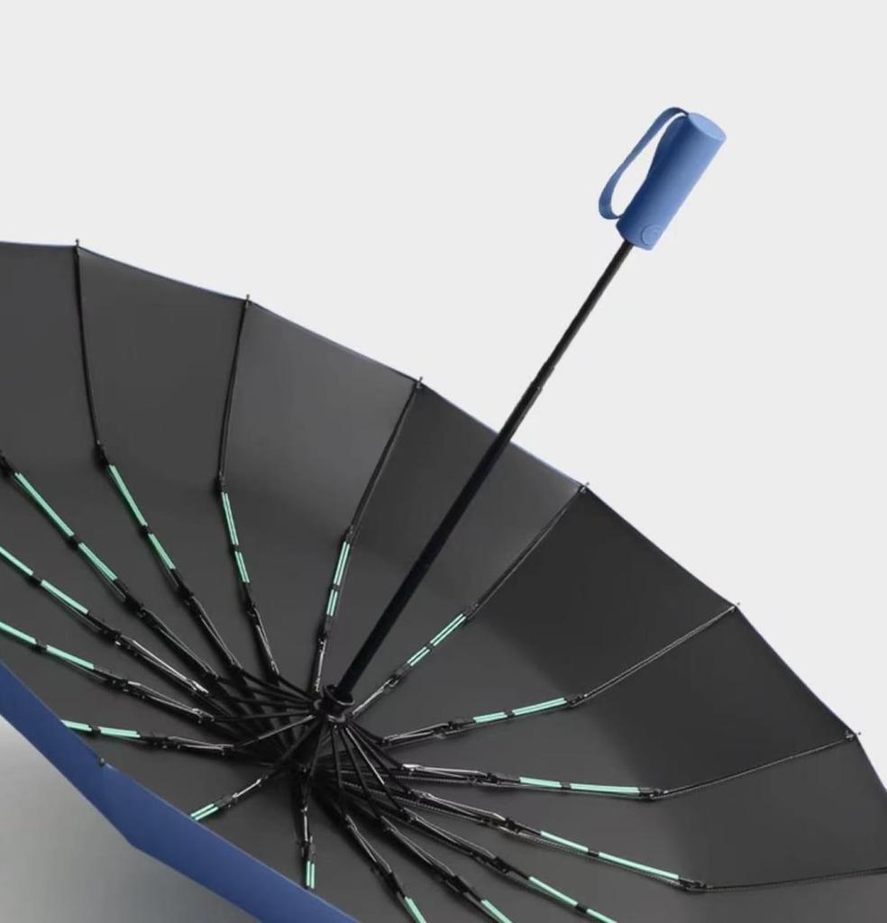 Navy Folding Umbrella with 16 Suitable for Both Sunny and Rainy Automatic Opening and and Lightweight, Large, Ribs, Days, One-touch Closing, Sturdy,
