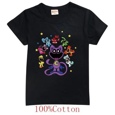 New Game Smiling Critters Tshirts Kids 2024 Summer Clothes Boys Cat Nap T-shirt Baby Girls Short Sleeve Tops Children's Clothing