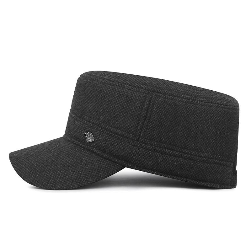 Zimní pánská ochrana uší Větruodolná plochá čepice Teplá venkovní bavlněná čepice pro střední věk a seniory